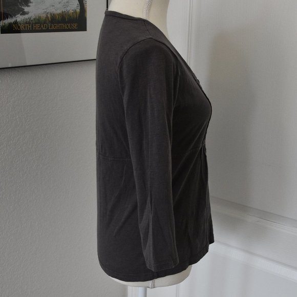 Eddie Bauer Gray Three-Quarter Sleeve Empire Waist Cotton Top XS - Picture 8 of 10